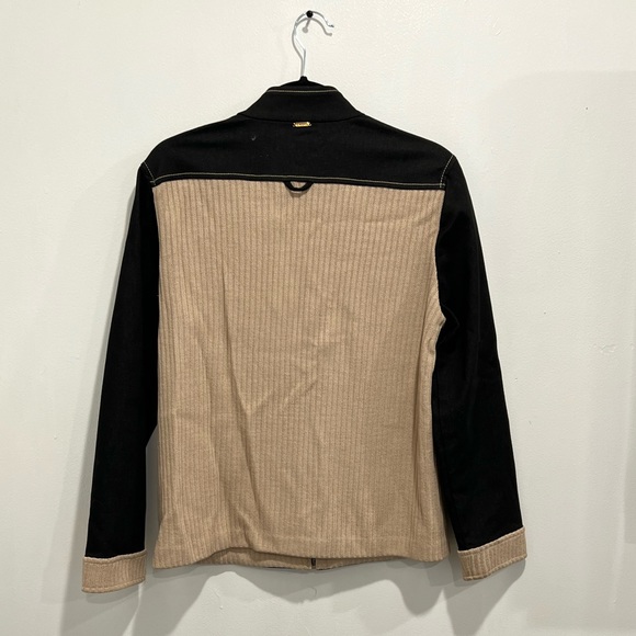St. John Denim & Tan Knit Jacket - Picture 2 of 4
